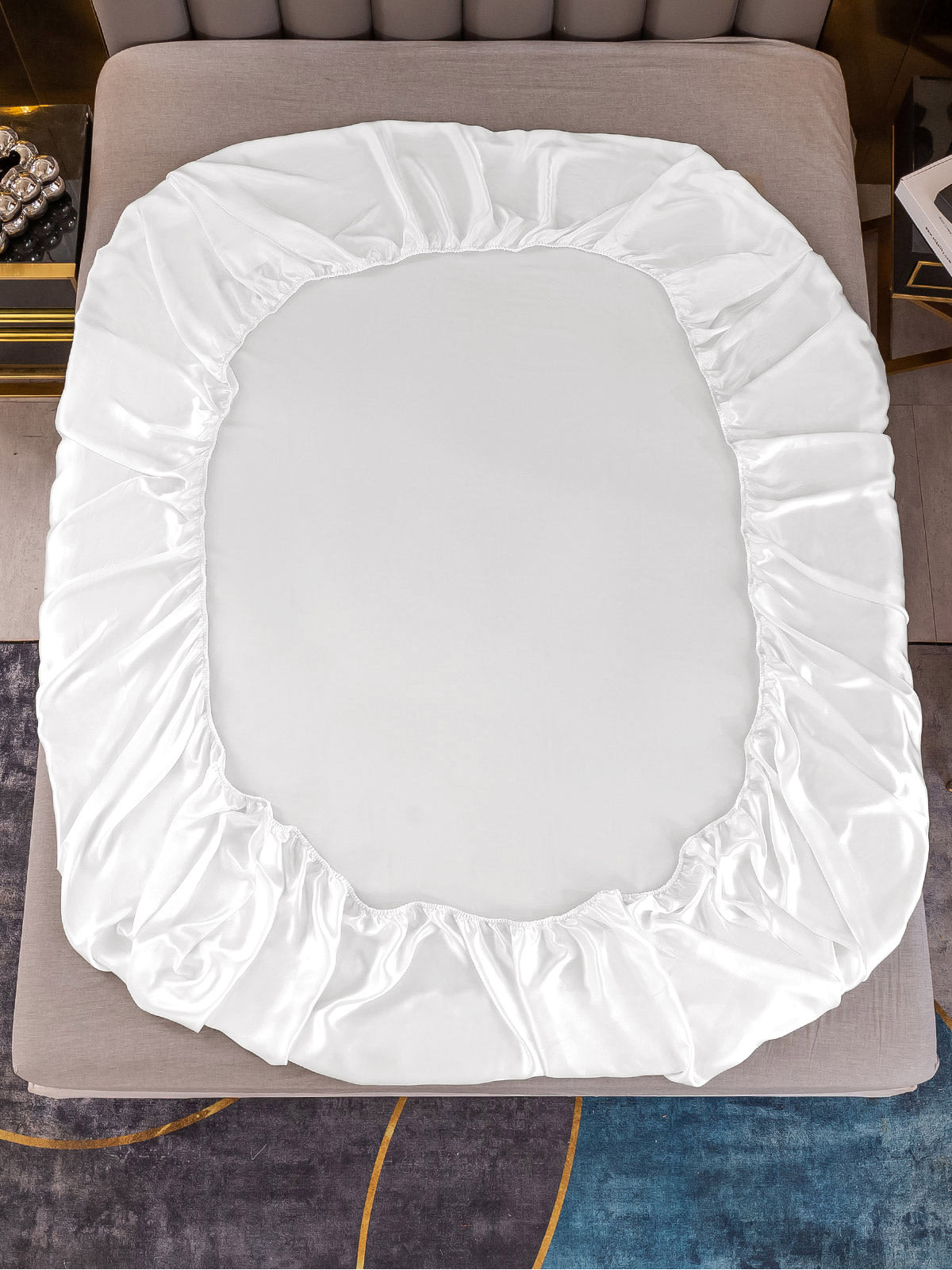 [White] SilkSilky-CA 22Momme Pure Silk Bedding Set 003