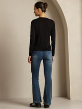[Black] SilkSilky-CA Pure Silk Round Neck Women's T-Shirt 005