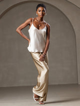 [Beige] SilkSilky-CA Spaghetti Strap V Neck Camisole 003