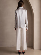 [Light Gray] SilkSilky-CA Long Sleeve Lapel Collar Women's Shirt 002