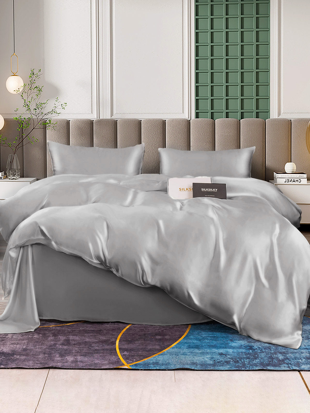 [Silver] SilkSilky-CA 25Momme Pure Silk Bedding Set 002