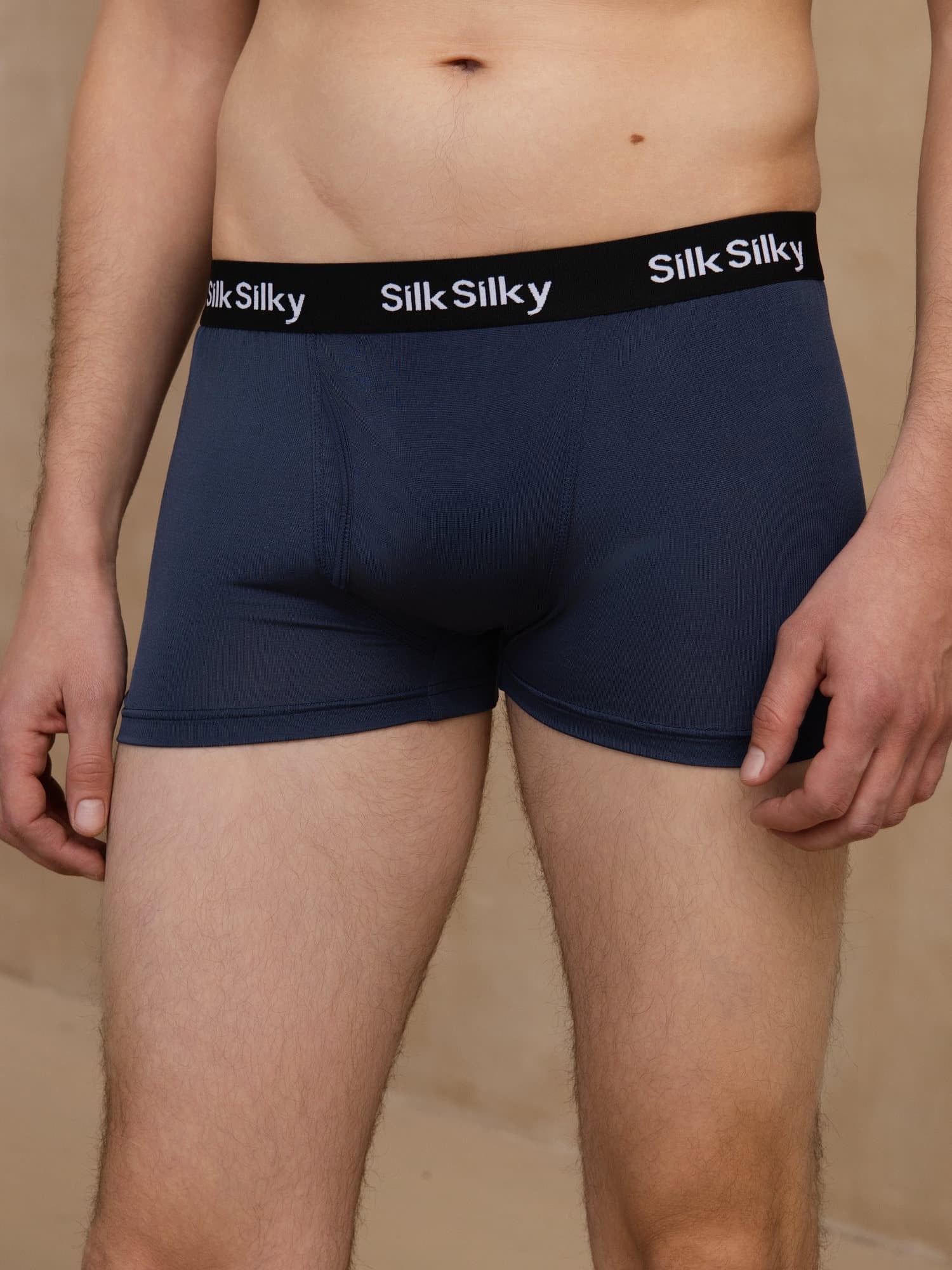 [Dark Blue] SilkSilky-CA 100% Silk Jersey Mens Underwear 005