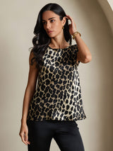 [Leopard] SilkSilky-CA 19Momme Silk Round Neck Women's T-Shirt 004