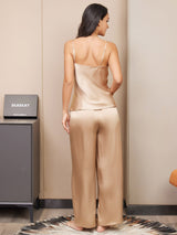 [Champagne] SilkSilky-CA Spaghetti Strap V Neck Camisole Set 002