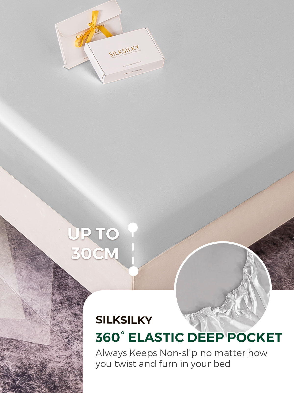 [Silver] SilkSilky-CA 19Momme Pure Silk Bedding Set 004