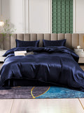 SilkSilky CA 25Momme Pure Silk Bedding Set DarkBlue 001