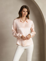 [Light Pink] SilkSilky-CA Long Sleeve Lapel Collar Women's Shirt 005