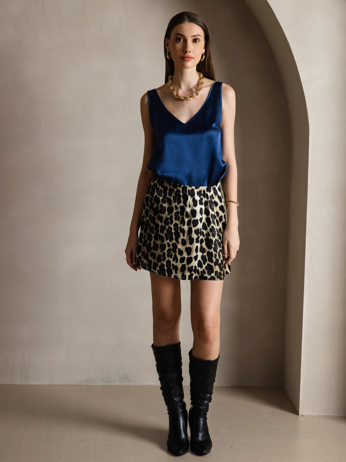 [Dark Blue] SilkSilky-CA 19Momme Silk V Neck Camisole 007
