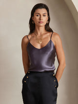 [Purple Gray] SilkSilky-CA Spaghetti Strap V Neck Camisole 006