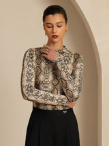[Snakeskin] SilkSilky-CA Long Sleeve Women's T-Shirt 005
