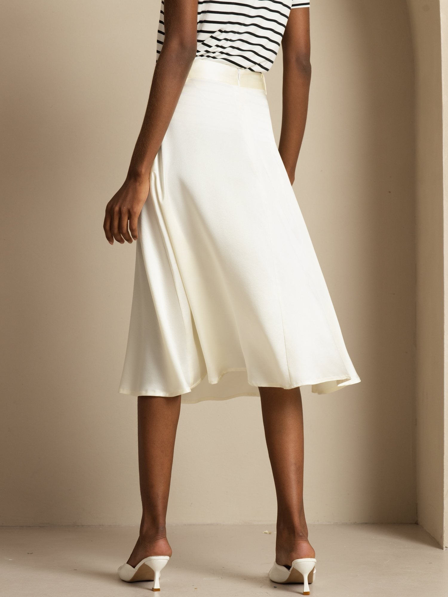 [Ivory] SilkSilky-CA 19Momme Silk Skirt 002