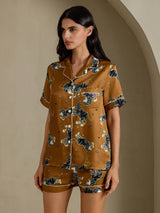 [Brown Lion] SilkSilky-CA Short Sleeve Notch Collar Women's Pajamas 003