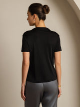 [Black] SilkSilky-CA Short Sleeve Women's T-Shirt 002
