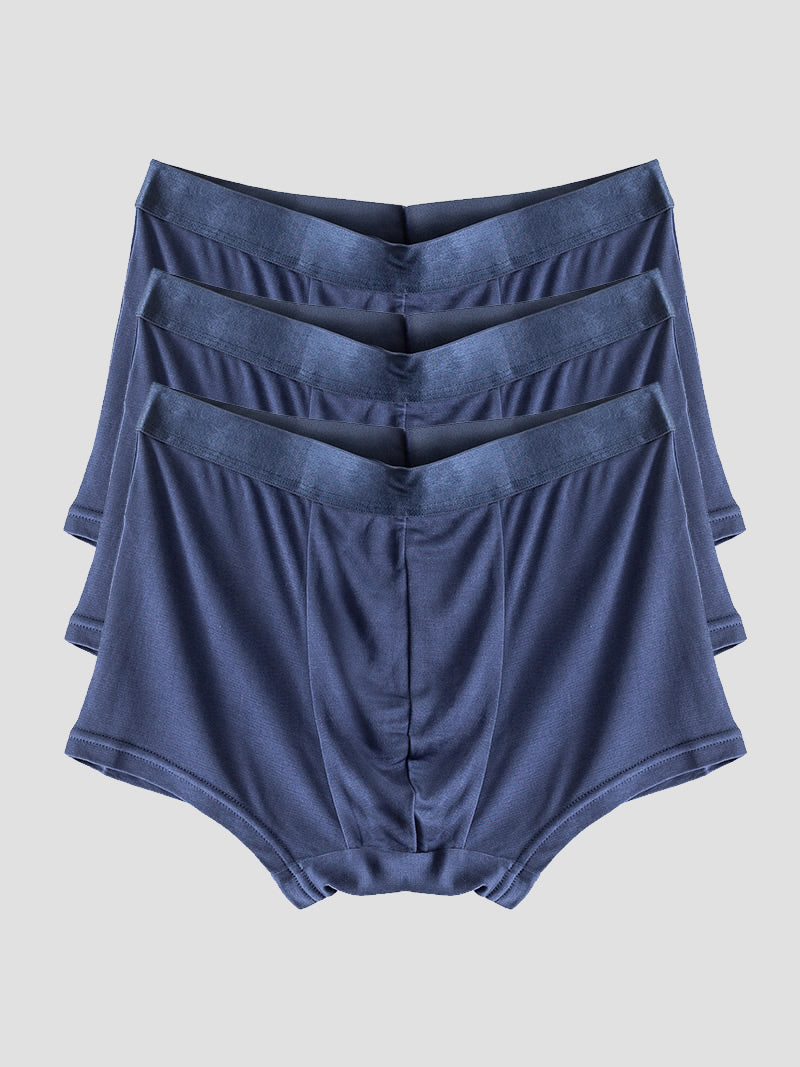 3Pcs Men‘s Silk Knitted Boxer Briefs Underwear