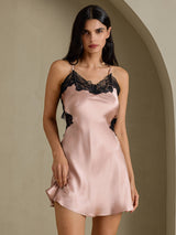 [Tuscany] SilkSilky-CA Spaghetti Strap V Neck Nightgown 002