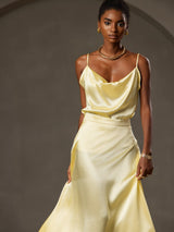 [Yellow] SilkSilky-CA Spaghetti Strap Cowl Neck Camisole 003