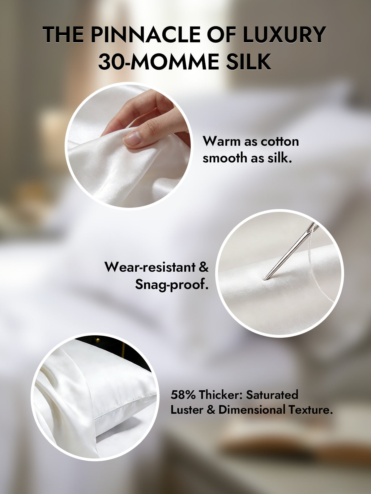 [White] SilkSilky-CA 30Momme Pure Silk Pillowcase 002