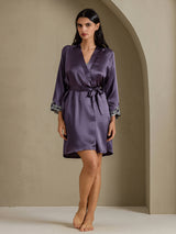 [Purple Gray] SilkSilky-CA 3/4 Sleeve Women's Robe 007