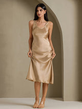 [Champagne Gold] SilkSilky-CA Sleeveless Dress 005