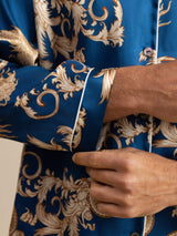 [Navy Dragon] SilkSilky-CA Long Sleeve Lapel Collar Men's Pajamas 007