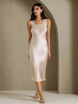 [Beige] SilkSilky-CA Sleeveless Dress 007