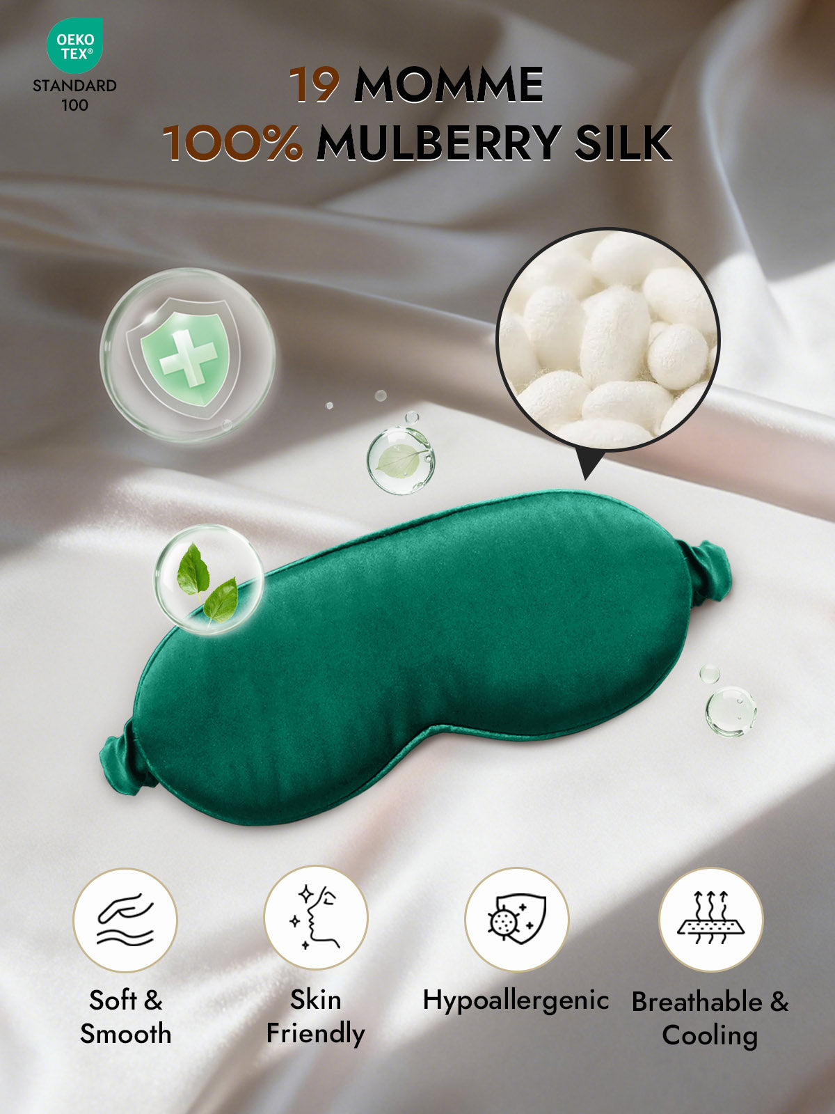 [Dark Green] SilkSilky-CA Pure Silk Eye Mask 002