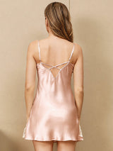 [Pink] SilkSilky-CA 3/4 Sleeve V Neck Nightgown&Robe Set 005
