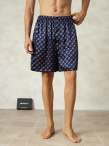 [Navy Chain] SilkSilky-CA Pure Silk Mens Sleep Bottoms 001,
