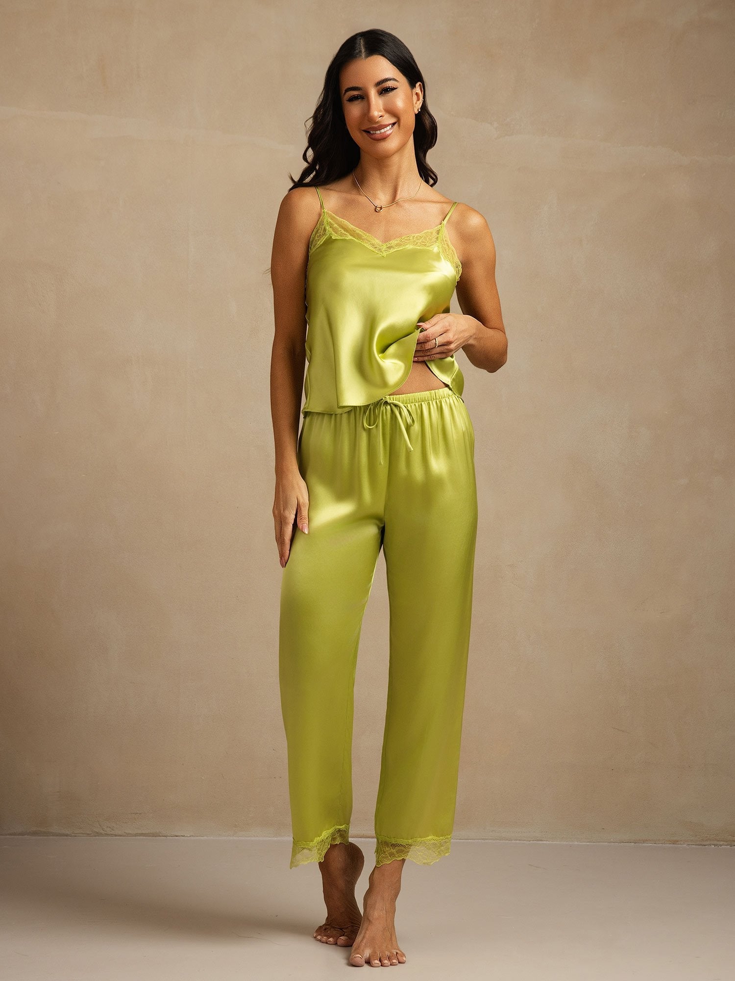 [Mint Green] SilkSilky-CA Pure Silk Camisole Set 001