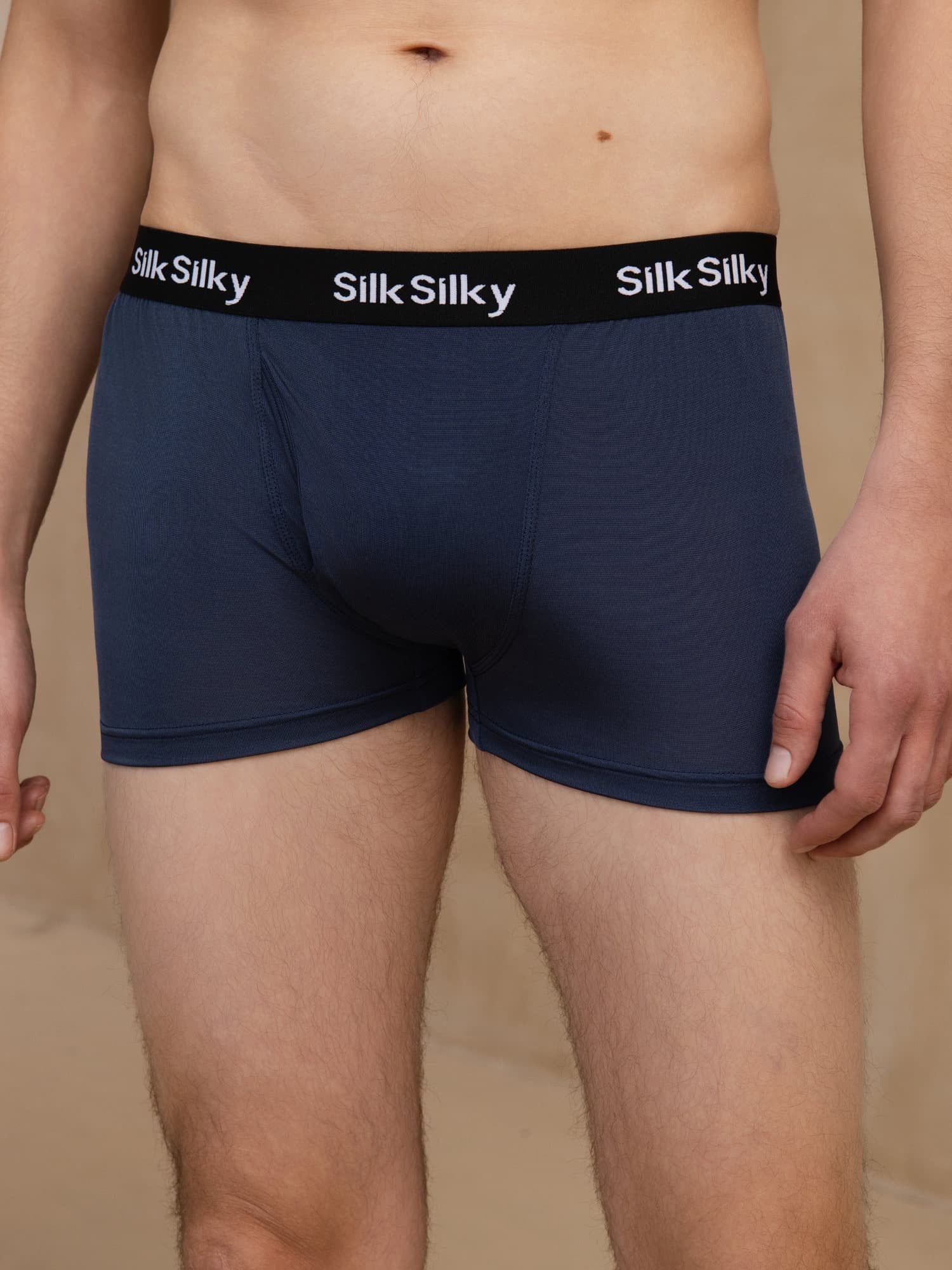 [Dark Blue] SilkSilky-CA 100% Silk Jersey Men's Underwear 003