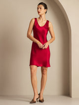 [Wine] SilkSilky-CA Sleeveless Scoop Neck Dress 005