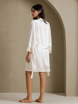[White] SilkSilky-CA 3/4 Sleeve Women's Robe 002