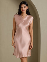 [Tuscany] SilkSilky-CA Cap Sleeve V Neck Dress 003