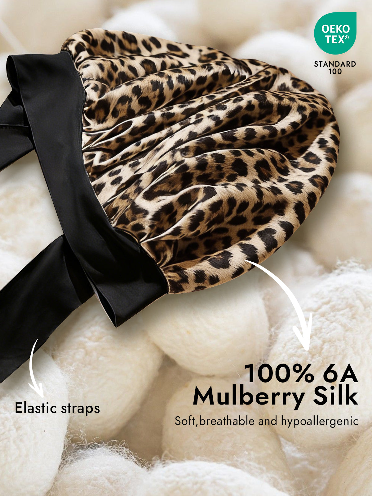 [Leopard] SilkSilky-CA Pure Silk Sleep Cap 002
