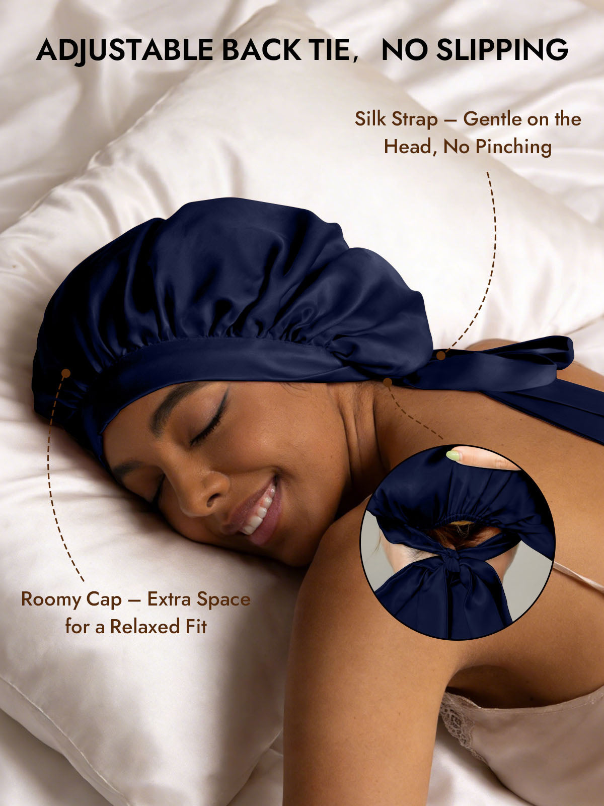 [Dark Blue] SilkSilky-CA Pure Silk Sleep Cap 004
