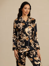 [Black Dragon] SilkSilky-CA Long Sleeve Lapel Collar Women's Pajamas 004