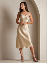 [Champagne Gold] SilkSilky-CA Sleeveless Dress 005