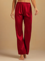 [Wine] SilkSilky-CA 19Momme Machine-Washable Silk Women's Sleep Pants 004