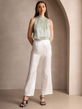 [Light Green] SilkSilky-CA Sleeveless Halter Women's T-Shirt 007