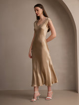 [Champagne] SilkSilky-CA Cap Sleeve Dress 005