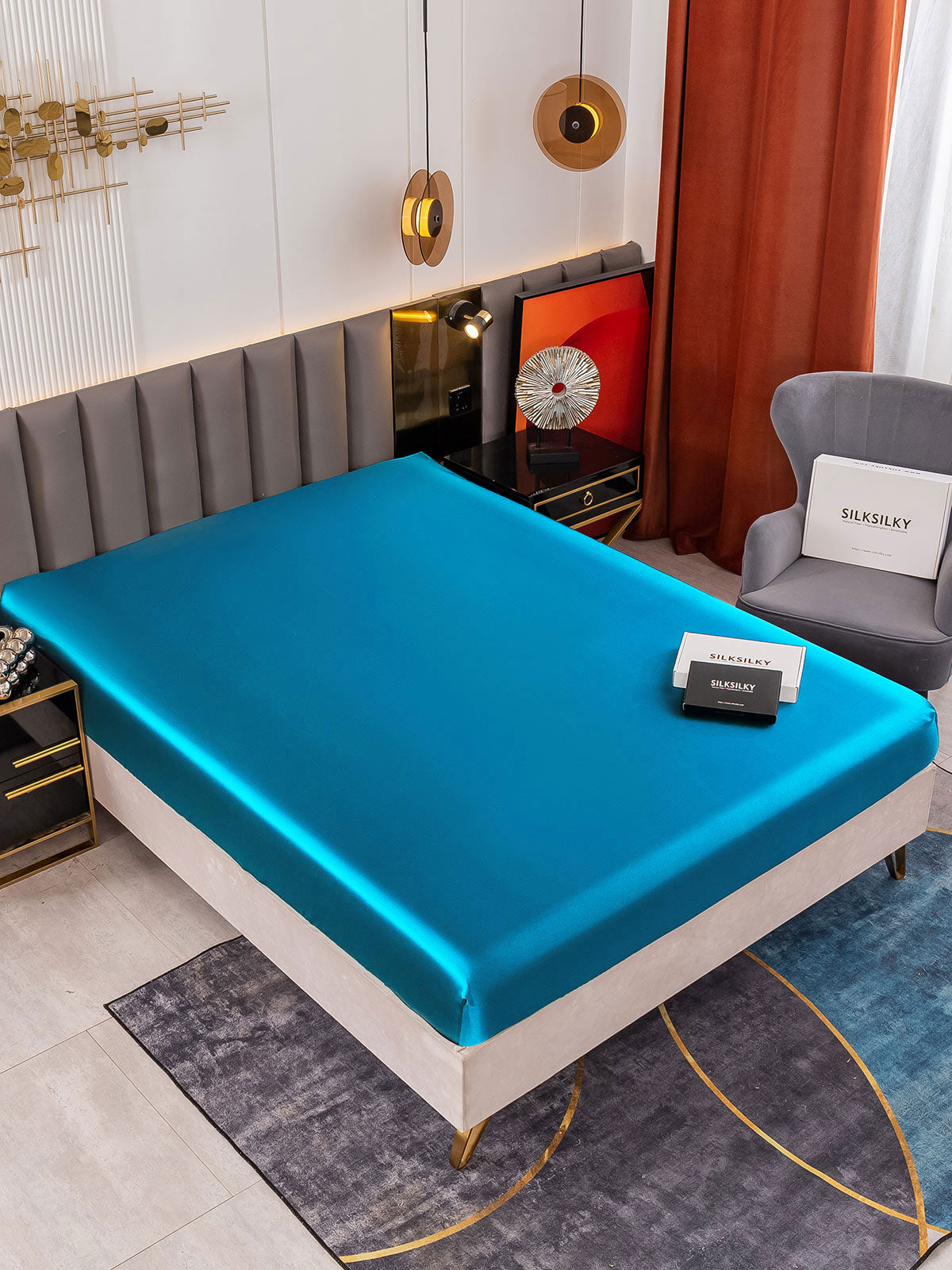 [Teal] SilkSilky-CA 19Momme Pure Silk Sheet 001