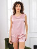 SilkSilky-CA Pure Silk Sleeveless Round Neck Women's Pajamas LightPink 001