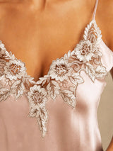 [Pink] SilkSilky-CA Spaghetti Strap V Neck Nightgown 004