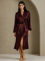 [Brown] SilkSilky-CA Long Sleeve Women's Robe 001