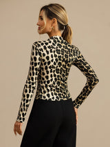 [Leopard] SilkSilky-CA Long Sleeve Women's T-Shirt 002