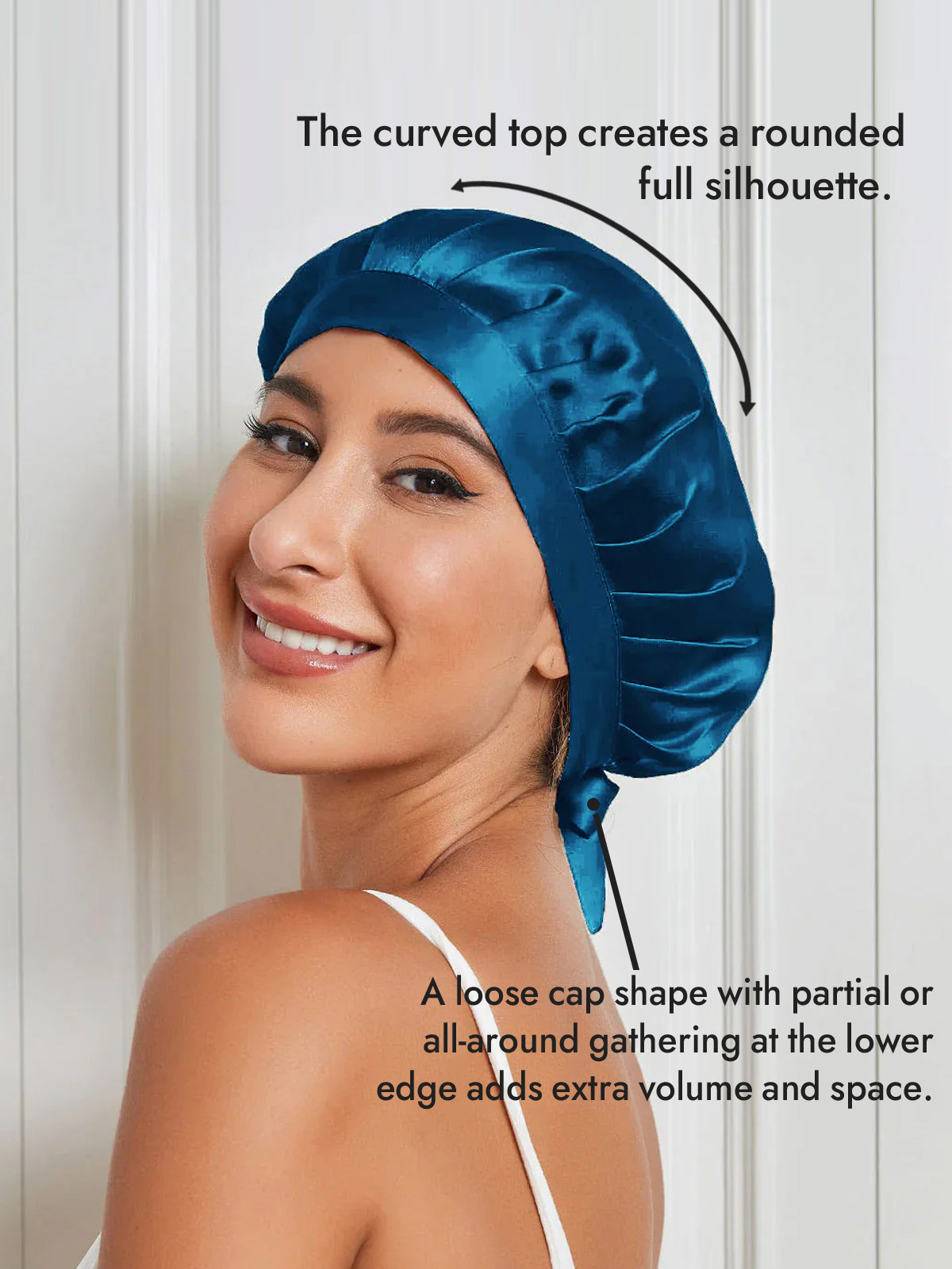 [Teal] SilkSilky-CA Pure Silk Sleep Cap 003