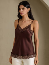 [Brown] SilkSilky-CA Spaghetti Strap V Neck Camisole 003
