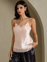 [Pink] SilkSilky-CA Spaghetti Strap V Neck Camisole 003