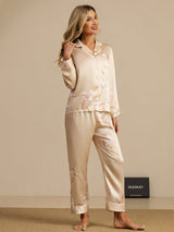 [Champagne] SilkSilky-CA Long Sleeve Lapel Collar Women's Pajamas 005