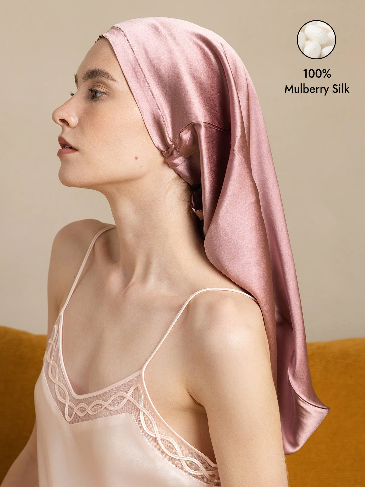 [Pale Mauve] SilkSilky-CA Pure Silk Sleep Cap 001
